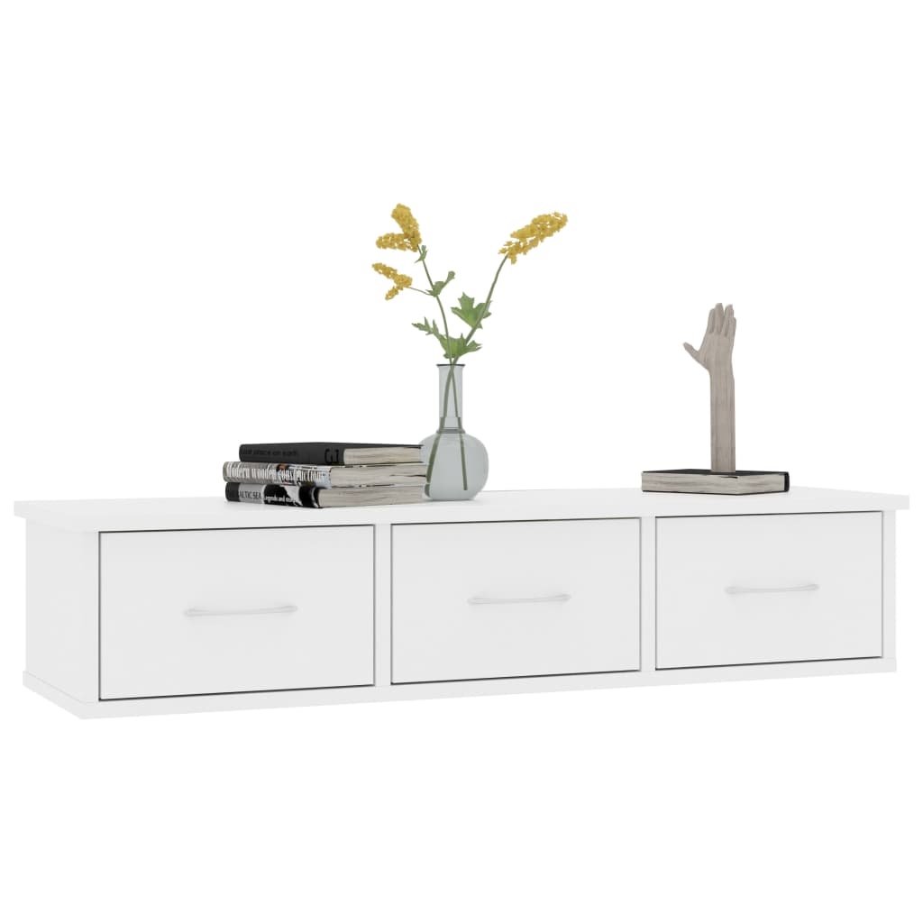 Wall-mounted Drawer Shelf White 88x26x18.5 cm Engineered Wood