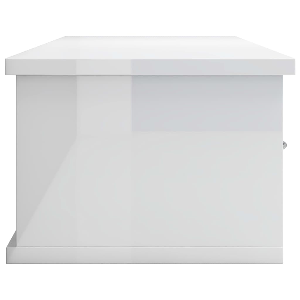 Wall-mounted Drawer Shelf High Gloss White 88x26x18.5 cm Engineered Wood