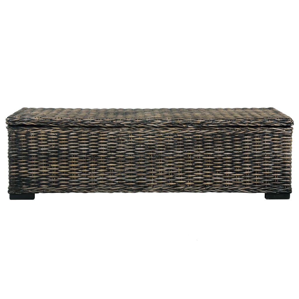 Storage Box 120 cm Black Kubu Rattan and Solid Mango Wood