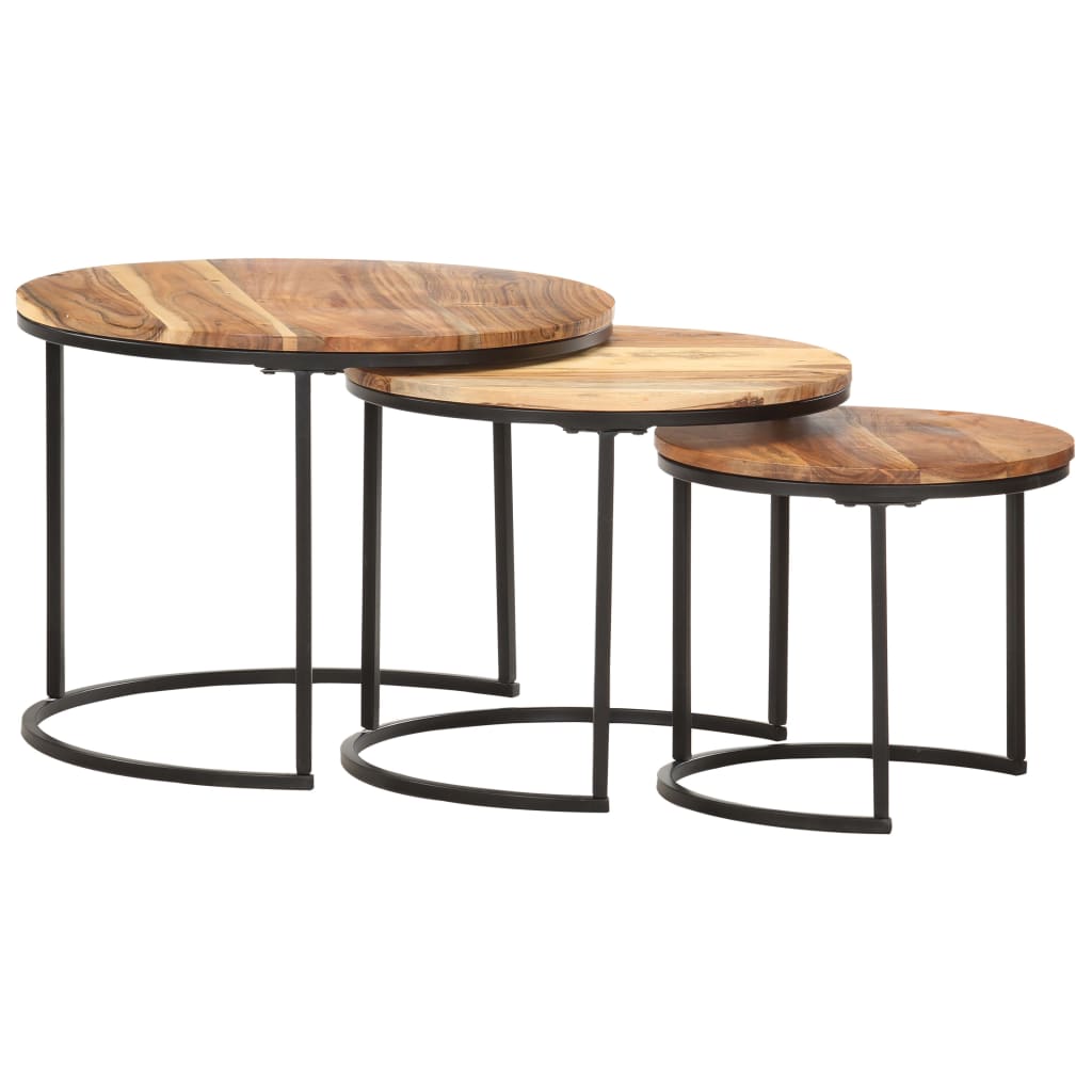 Nesting Tables 3 pcs Solid Wood Acacia