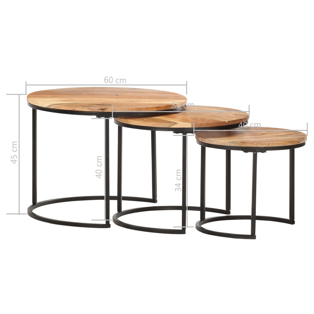 Nesting Tables 3 pcs Solid Wood Acacia