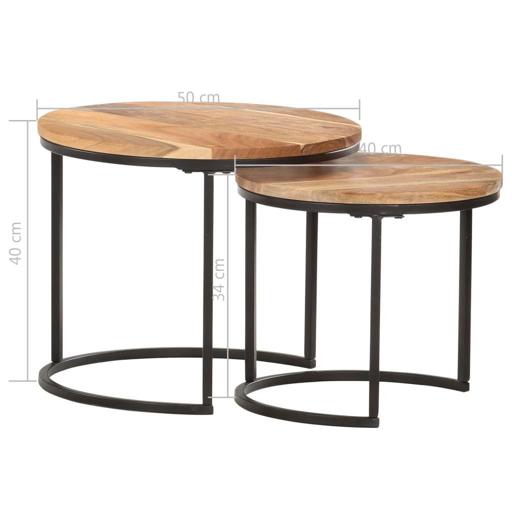 Nesting Tables 2 pcs Solid Wood Acacia