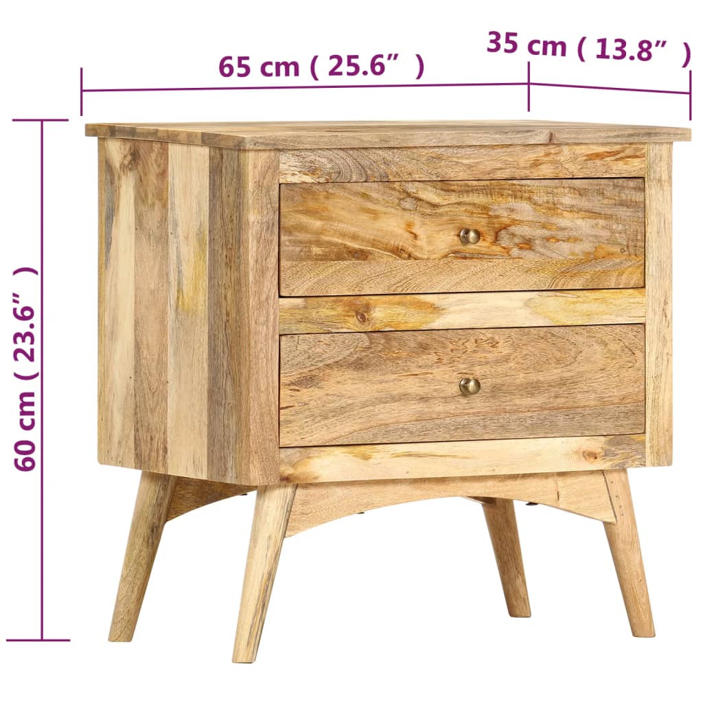 Bedside Cabinet 65x35x60 cm Solid Mango Wood