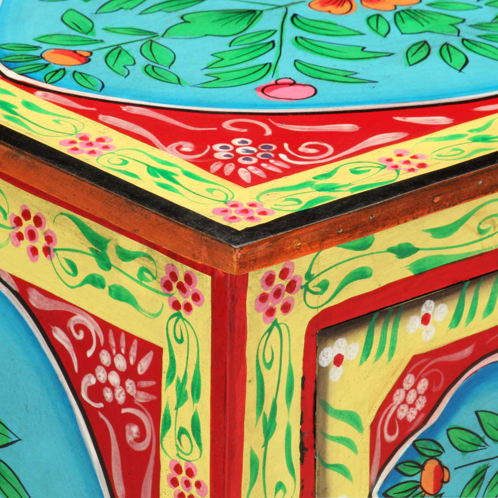 Hand Painted Bedside Cabinet 40x30x50 cm Solid Mango Wood