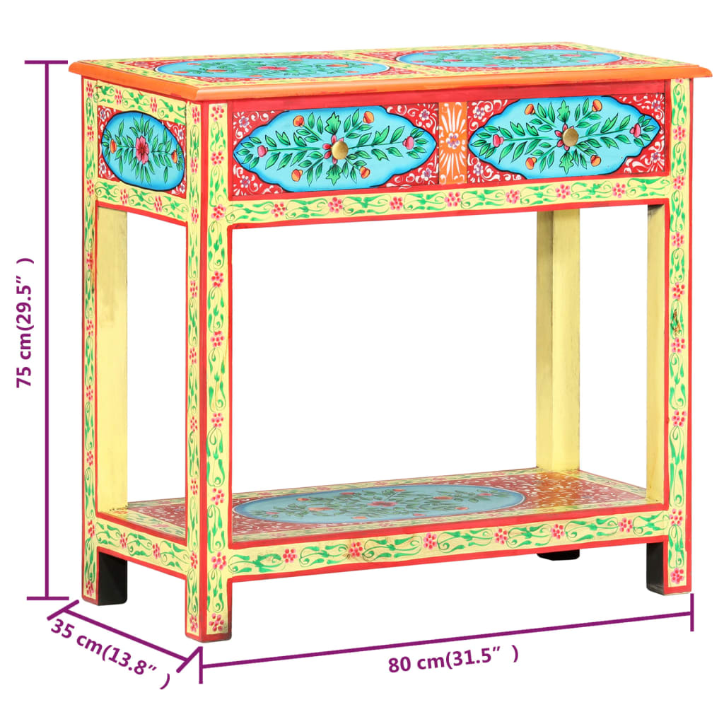 Hand Painted Console Table 80x35x75 cm Solid Mango Wood