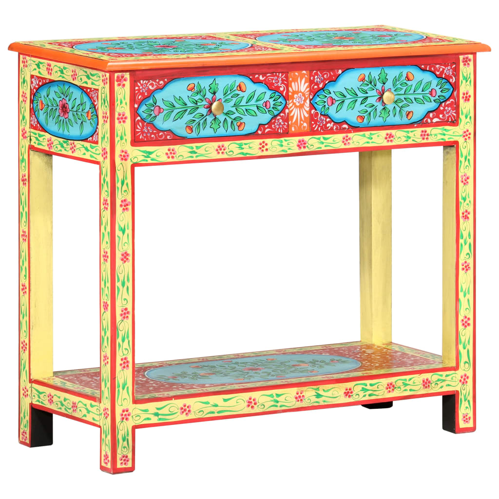 Hand Painted Console Table 80x35x75 cm Solid Mango Wood