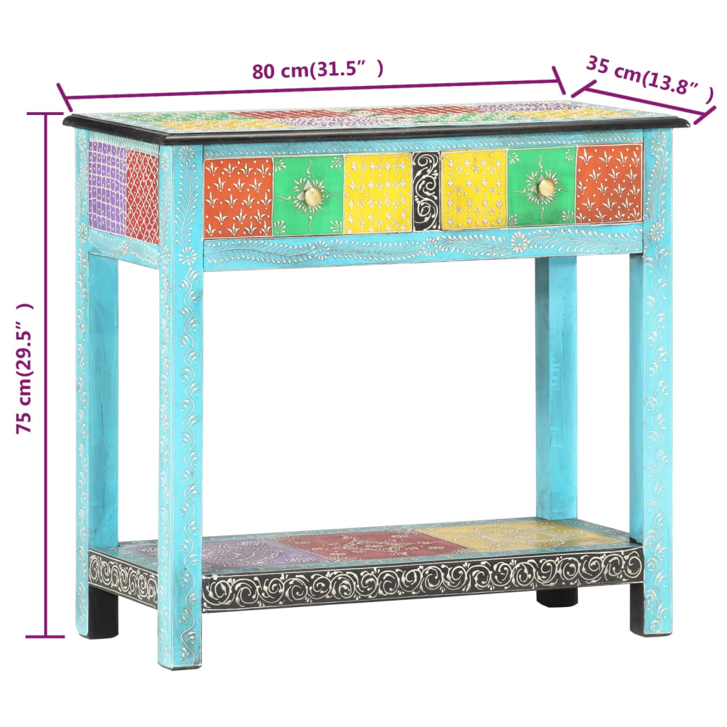 Hand Painted Console Table 80x35x75 cm Solid Mango Wood