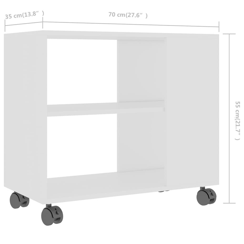 Side Table White 70x35x55 cm Engineered Wood