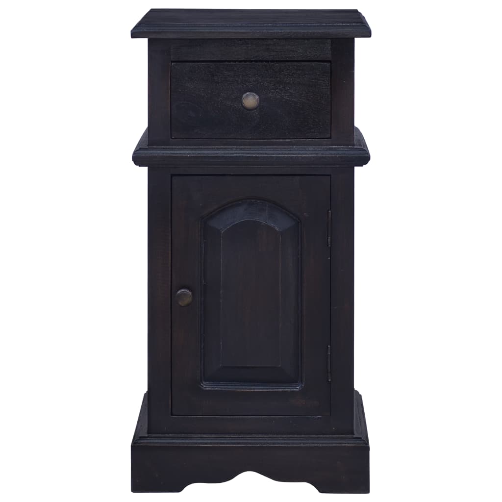 Bedside Cabinet Light Black Coffee Solid Mahogany Wood