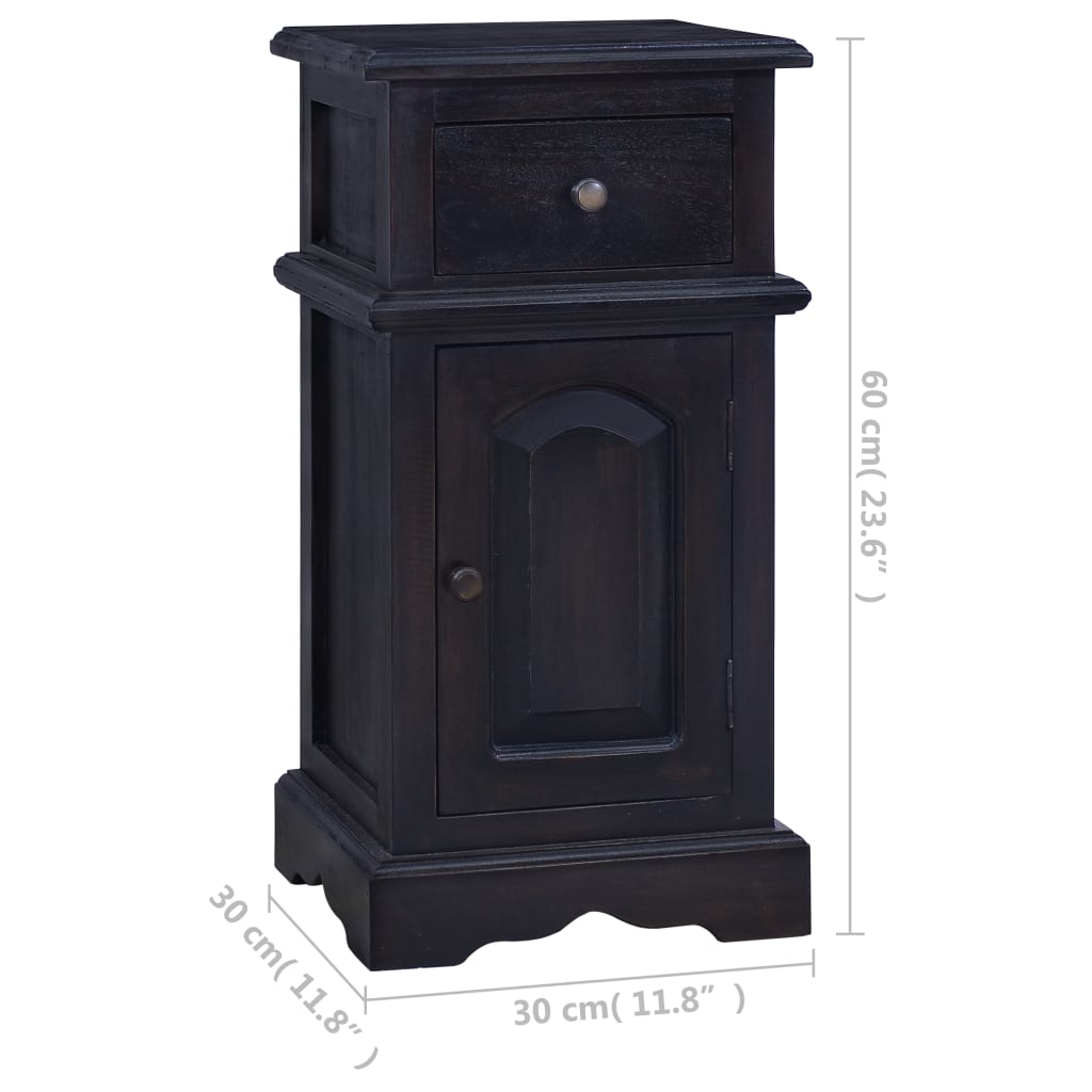 Bedside Cabinet Light Black Coffee Solid Mahogany Wood