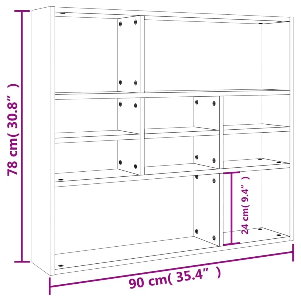 Wall Shelf Sonoma Oak 90x16x78 cm Engineered Wood