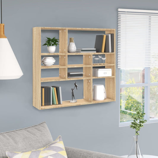 Wall Shelf Sonoma Oak 90x16x78 cm Engineered Wood