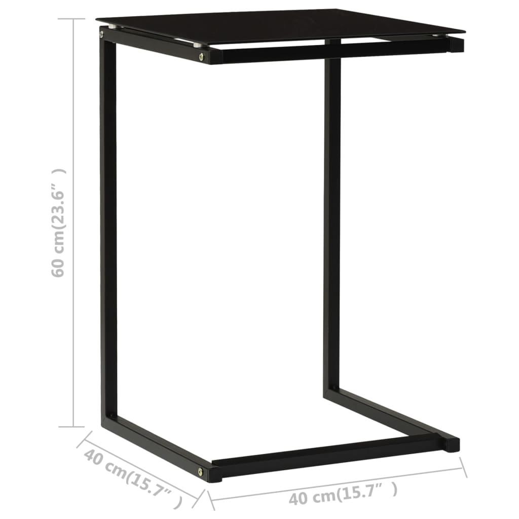 Side Table Black 40x40x60 cm Tempered Glass