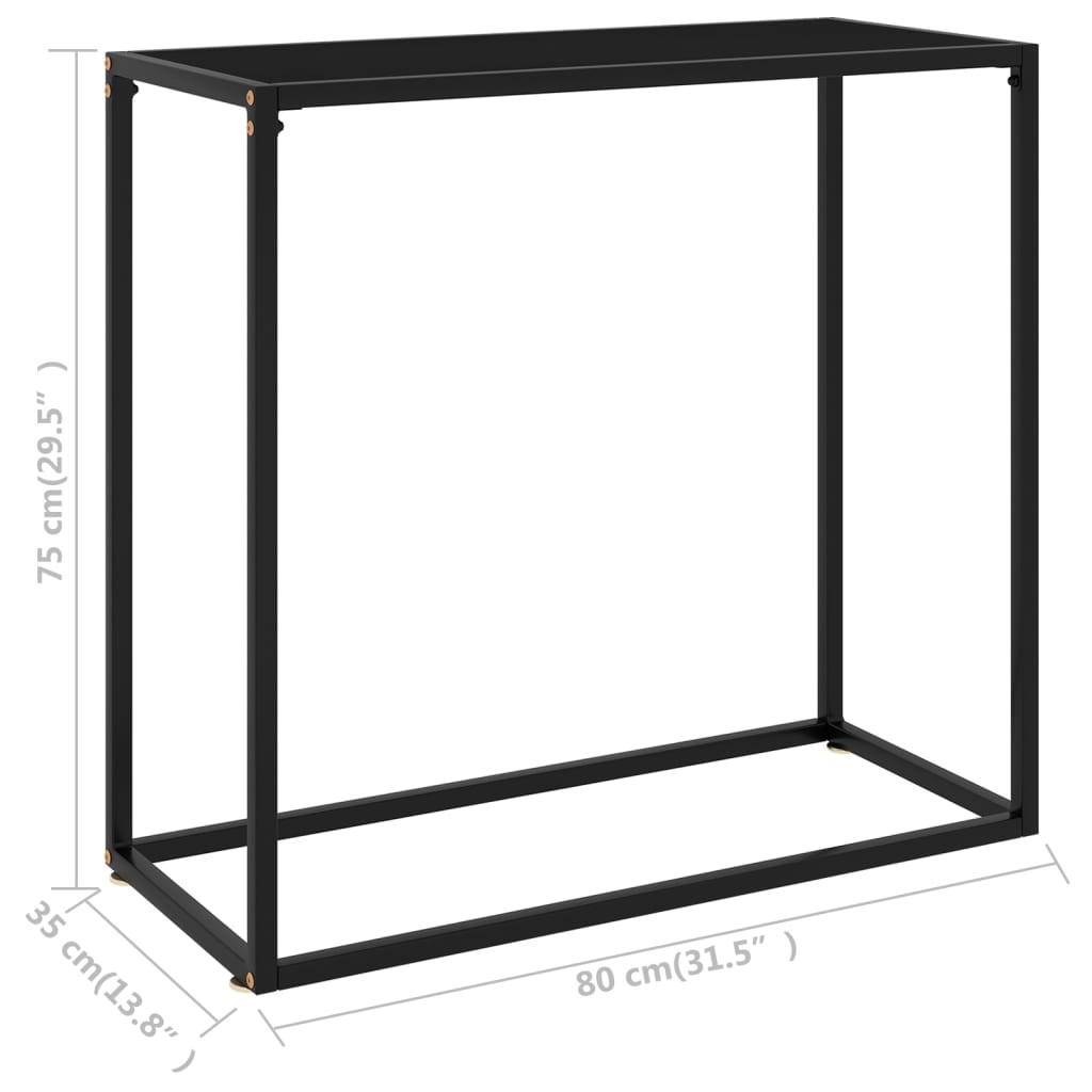 Console Table Black 80x35x75 cm Tempered Glass