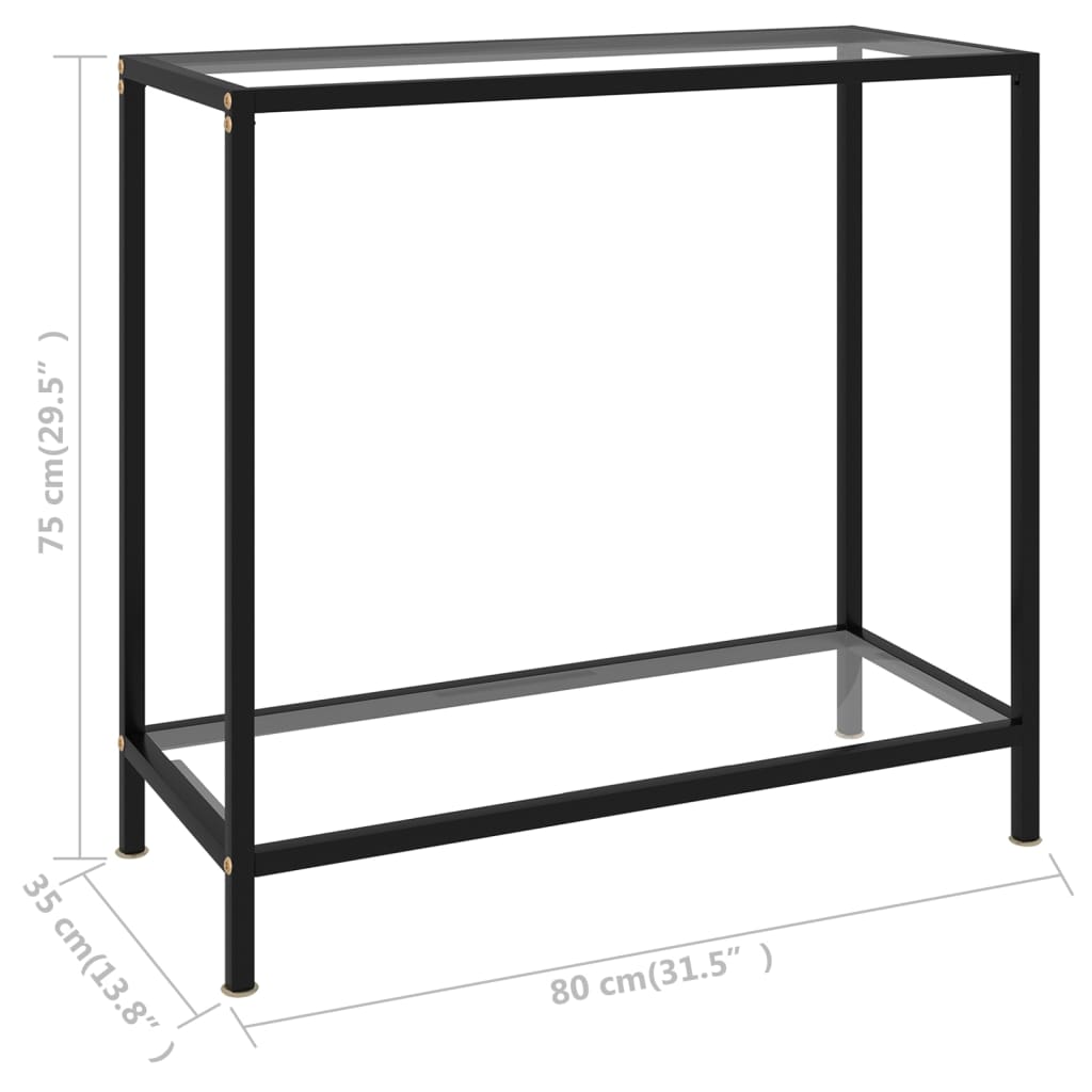 Console Table Transparent 80x35x75 cm Tempered Glass