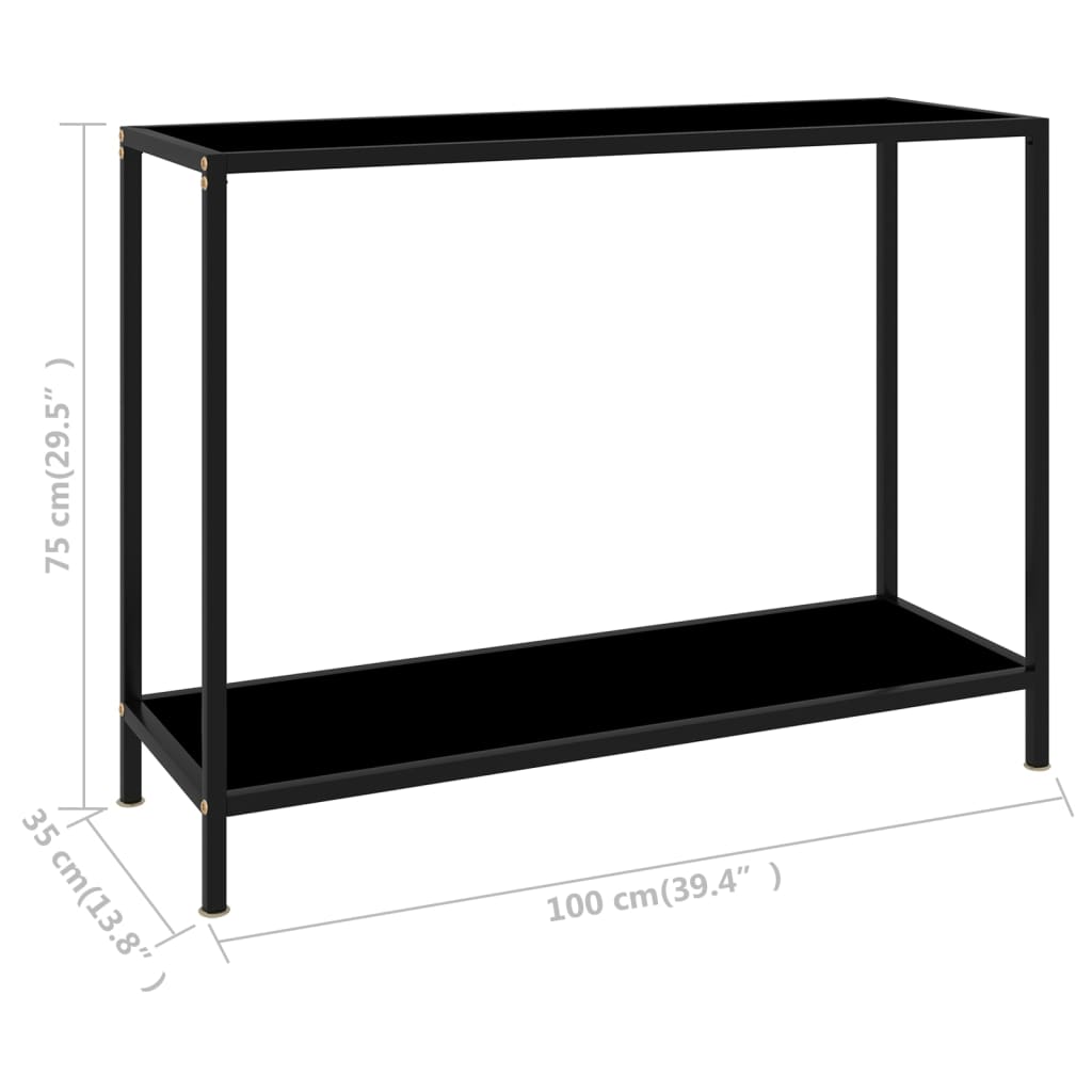 Console Table Black 100x35x75 cm Tempered Glass