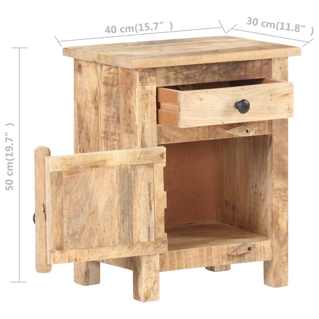 Bedside Cabinet 40x30x50 cm Rough Mango Wood