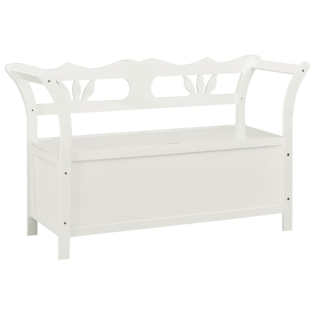 Storage Bench 126 cm White Solid Fir Wood