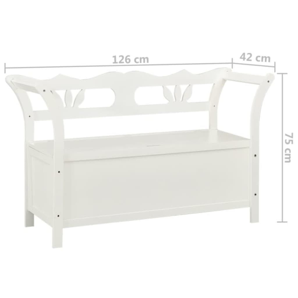 Storage Bench 126 cm White Solid Fir Wood