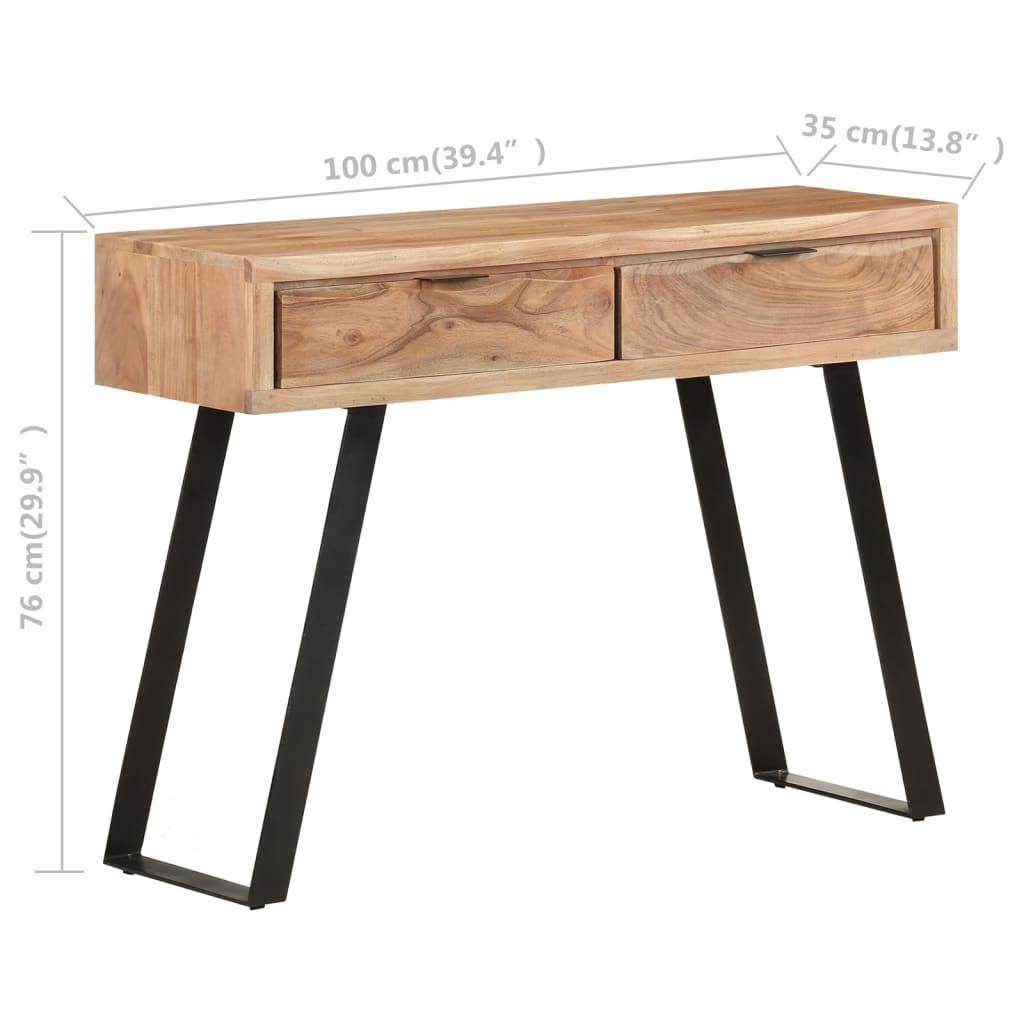 Console Table 100x35x76 cm Solid Acacia Wood with Live Edges