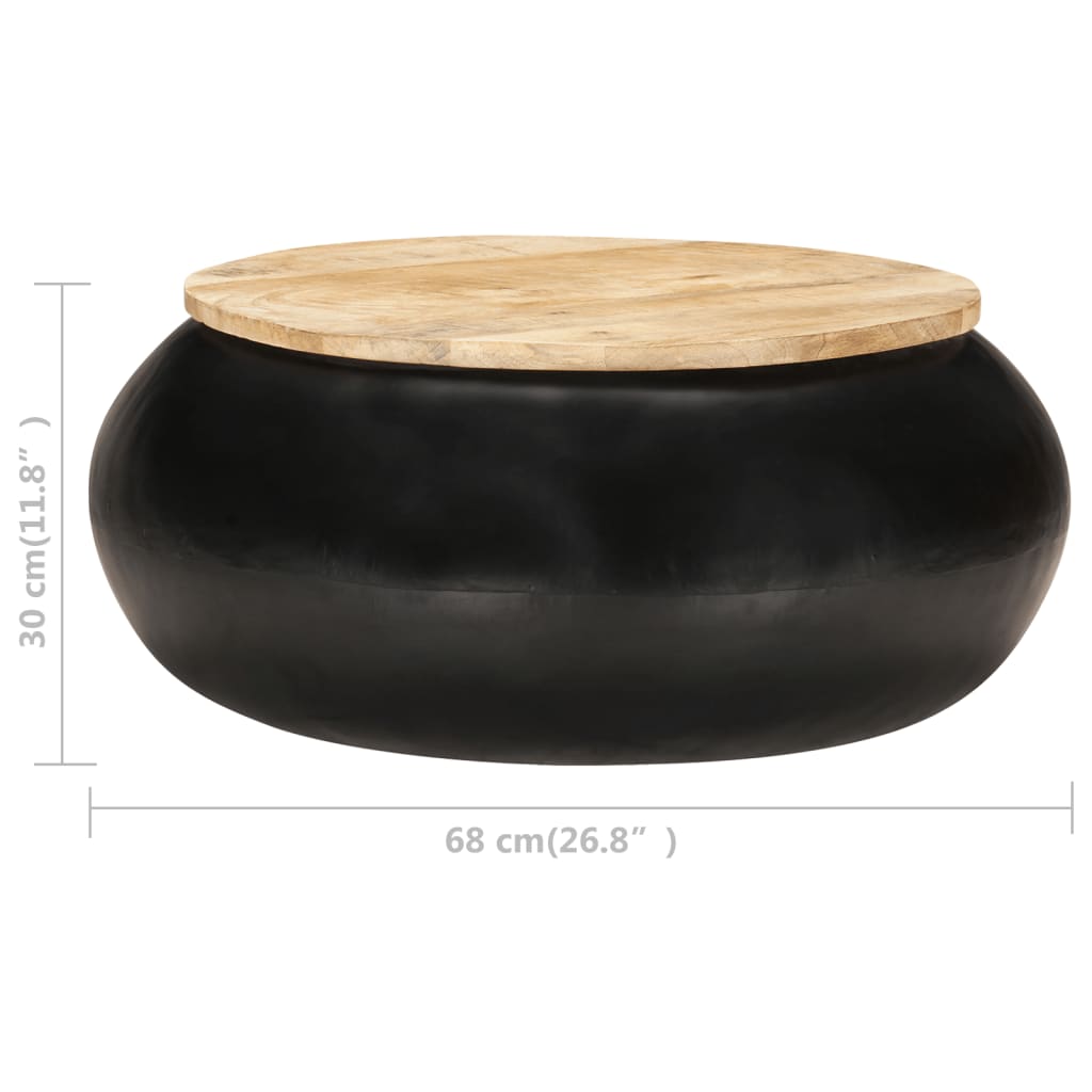 Coffee Table Black 68x68x30 cm Solid Mango Wood