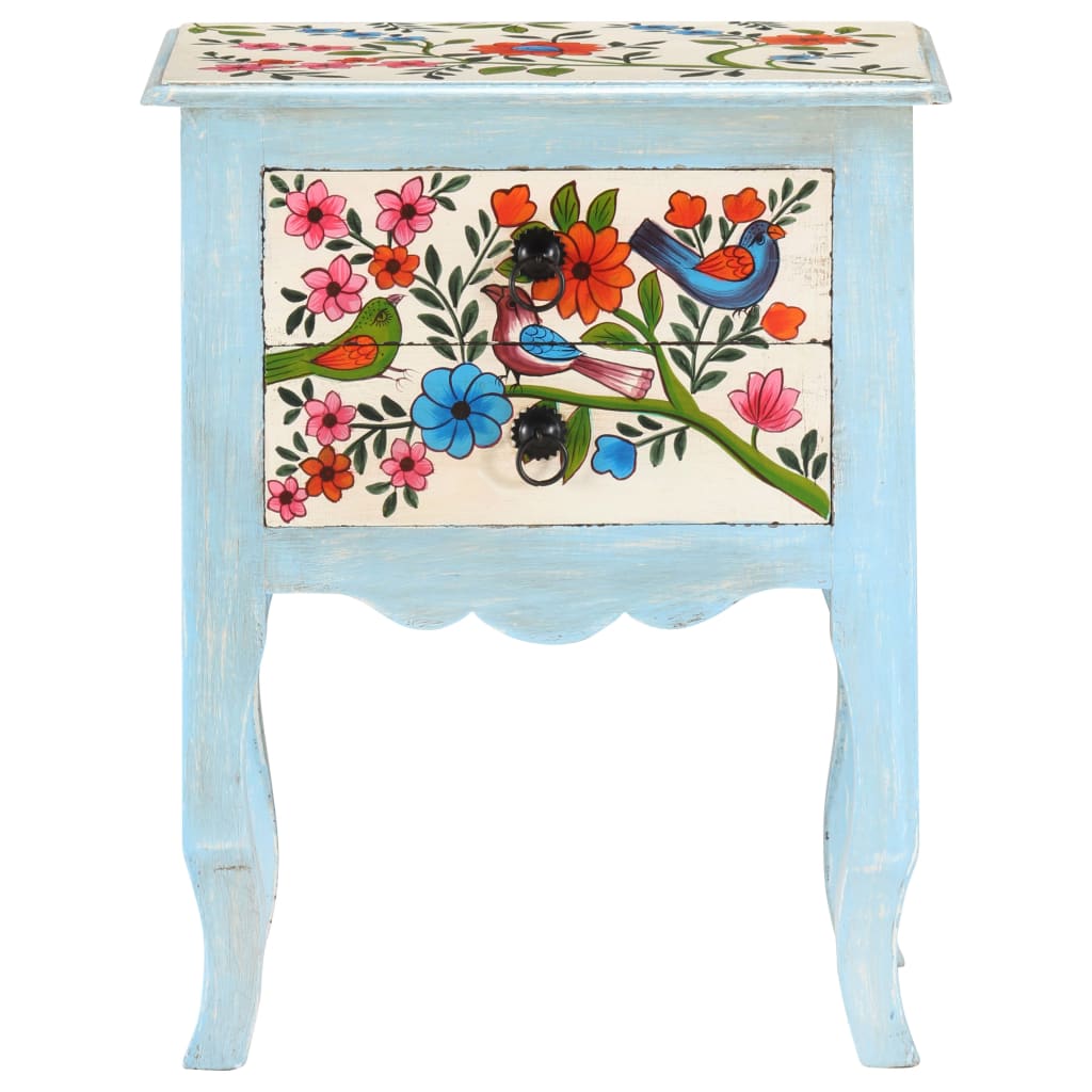 Hand Painted Bedside Cabinet 40x30x50 cm Solid Mango Wood