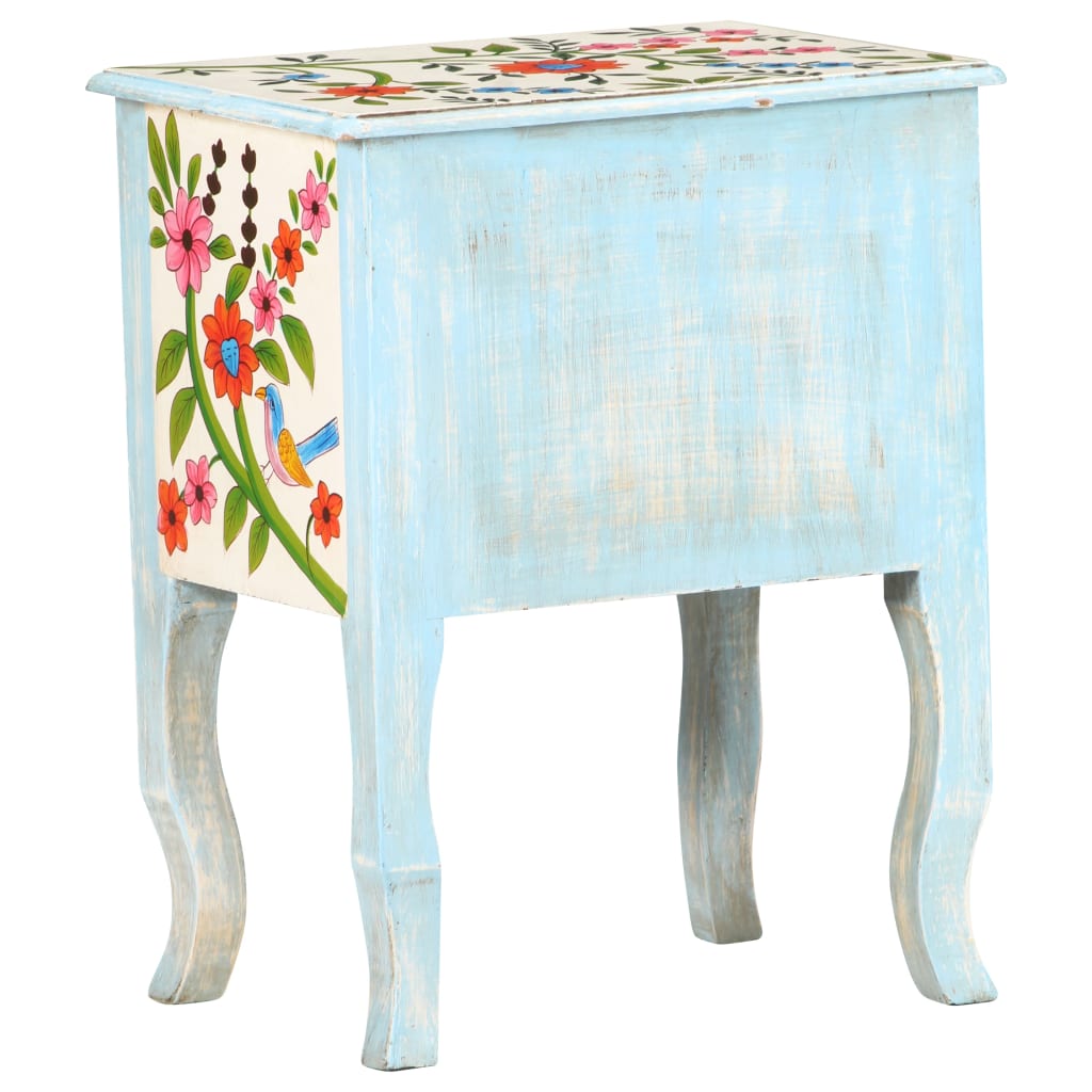 Hand Painted Bedside Cabinet 40x30x50 cm Solid Mango Wood