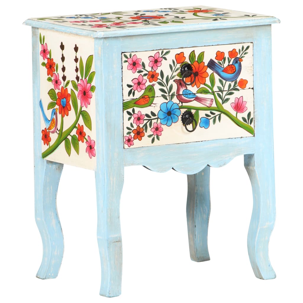 Hand Painted Bedside Cabinet 40x30x50 cm Solid Mango Wood