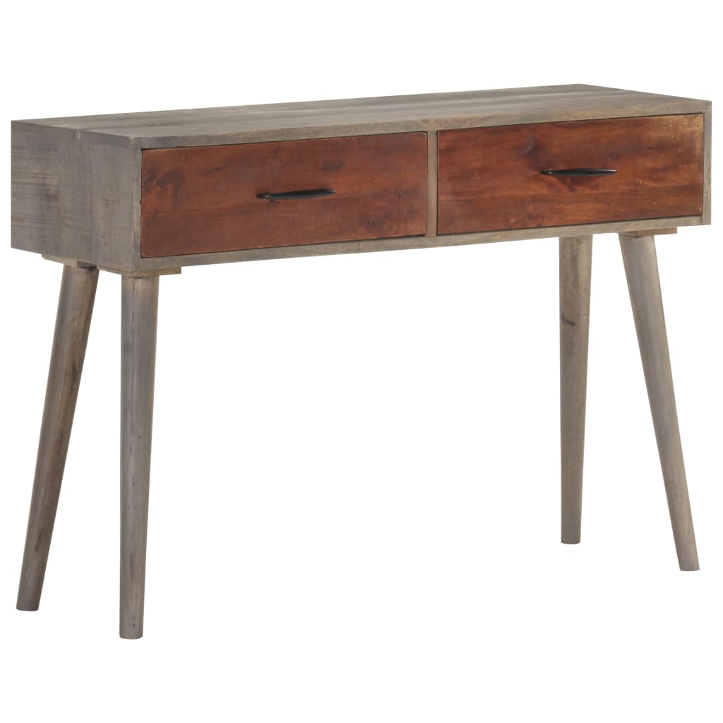 Console Table Grey 110x35x75 cm Solid Rough Mango Wood