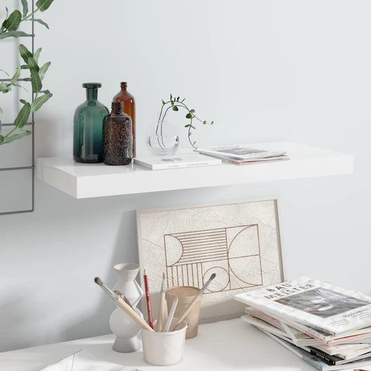 Floating Wall Shelf High Gloss White 60x23.5x3.8 cm MDF