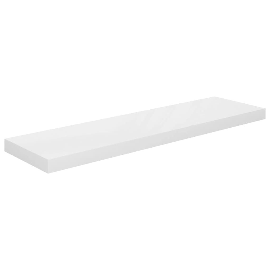 Floating Wall Shelf High Gloss White 90x23.5x3.8 cm MDF