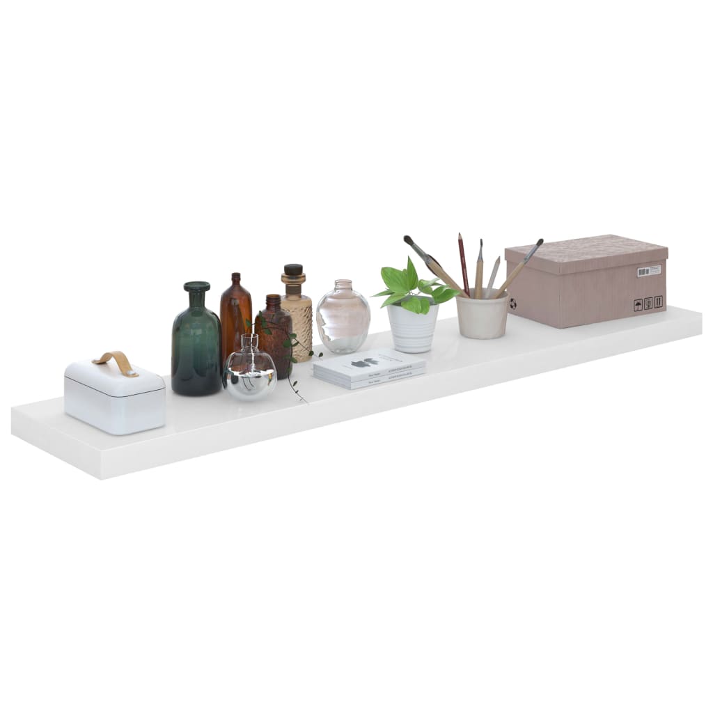 Floating Wall Shelf High Gloss White 120x23.5x3.8 cm MDF