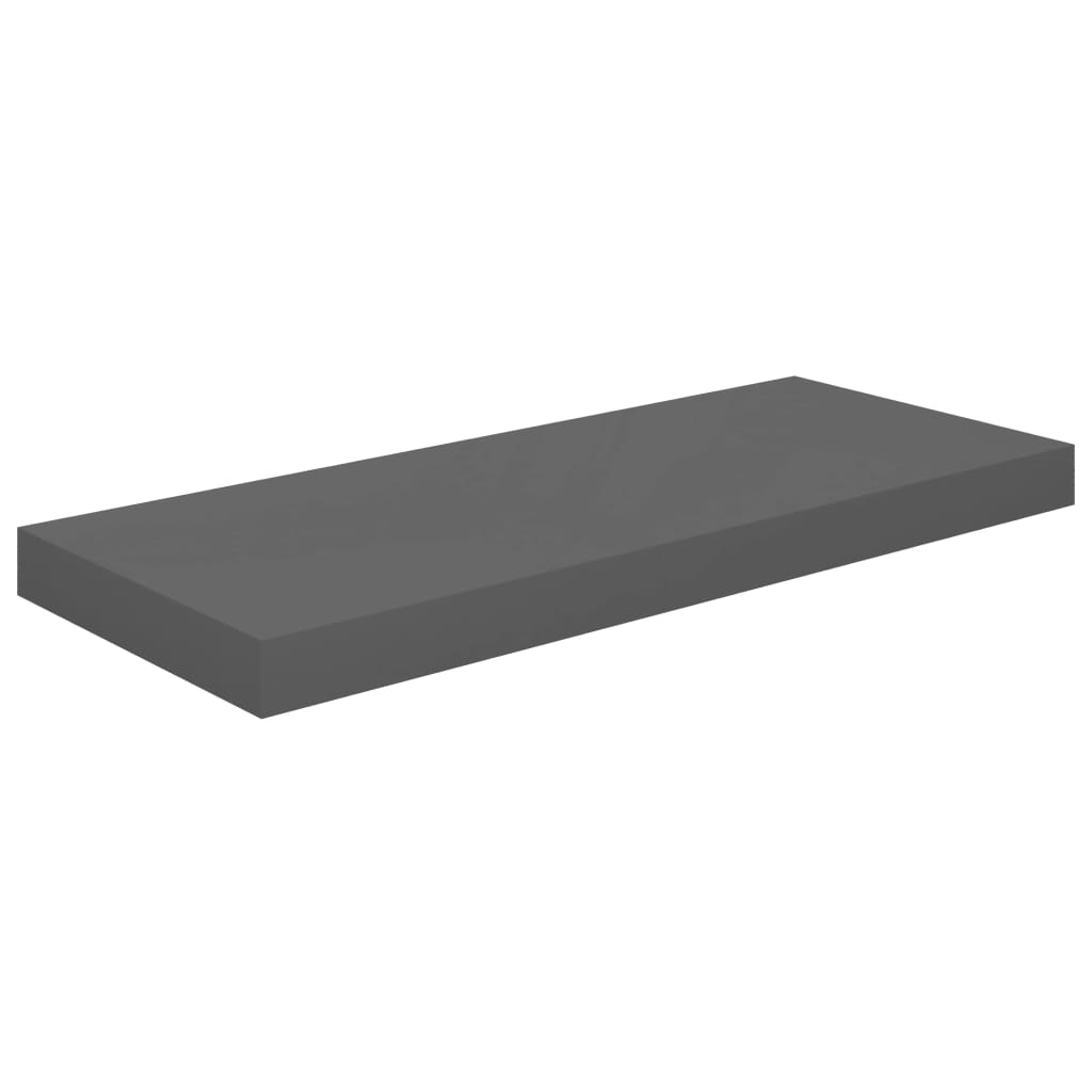 Floating Wall Shelves 2 pcs High Gloss Grey 60x23.5x3.8 cm MDF