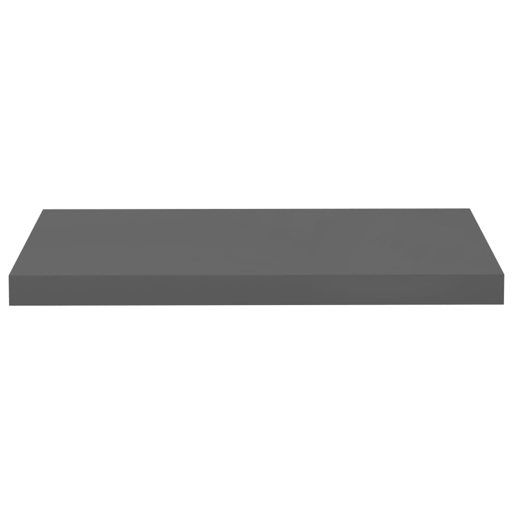 Floating Wall Shelves 2 pcs High Gloss Grey 60x23.5x3.8 cm MDF