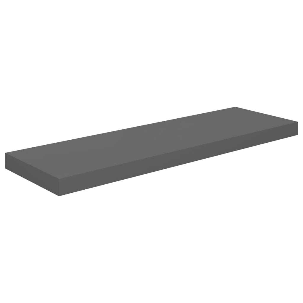 Floating Wall Shelves 2 pcs High Gloss Grey 80x23.5x3.8 cm MDF