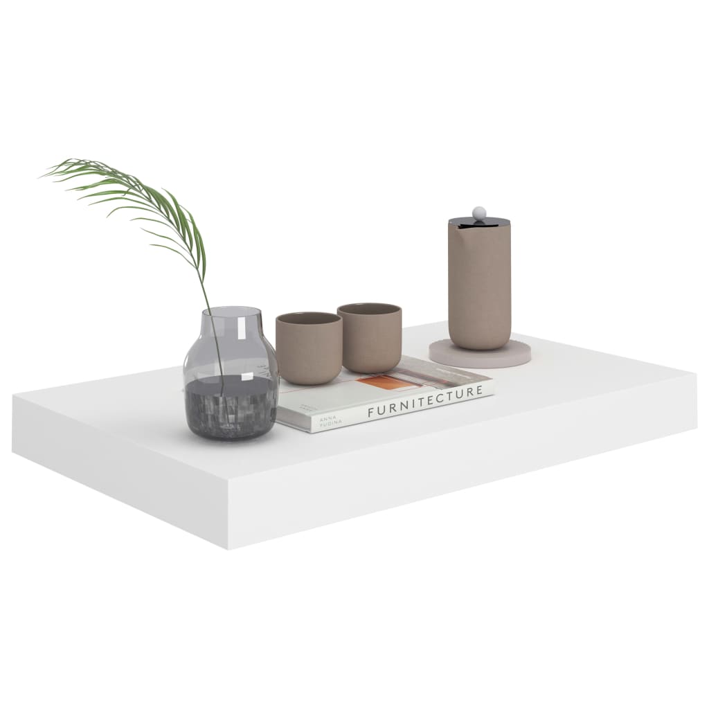 Floating Wall Shelf White 40x23x3.8 cm MDF