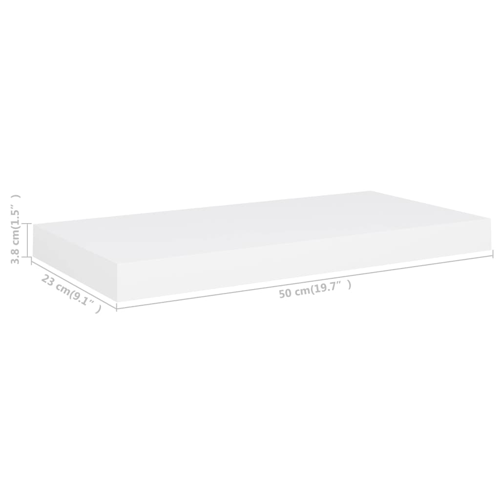 Floating Wall Shelf White 50x23x3.8 cm MDF