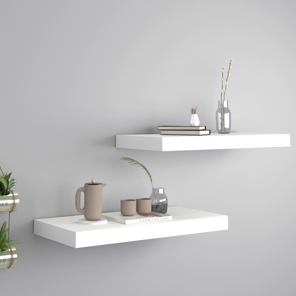 Floating Wall Shelves 2 pcs White 50x23x3.8 cm MDF