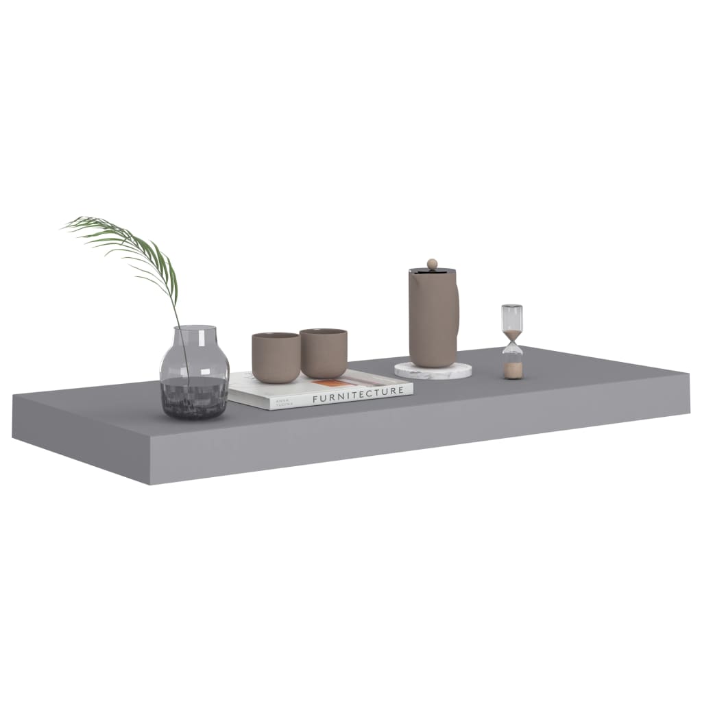 Floating Wall Shelves 2 pcs Grey 60x23.5x3.8 cm MDF