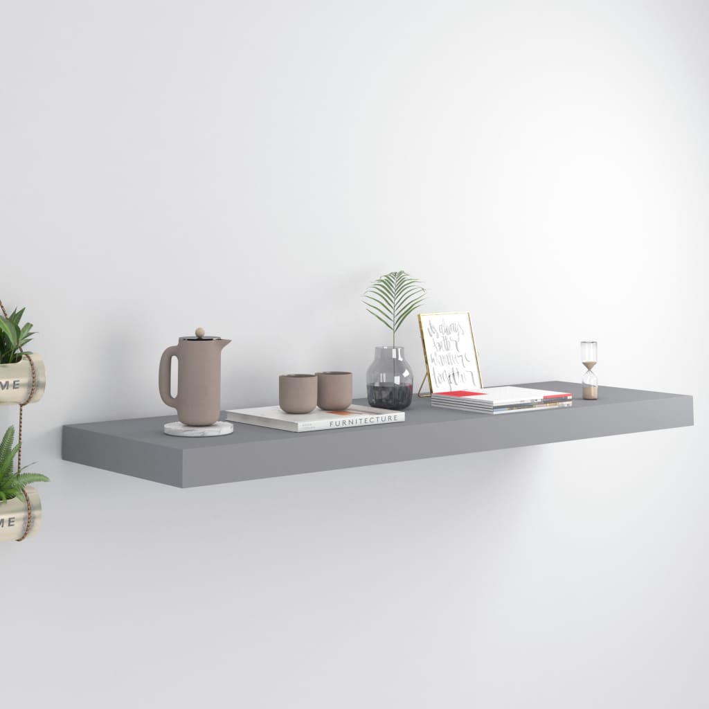 Floating Wall Shelf Grey 80x23.5x3.8 cm MDF