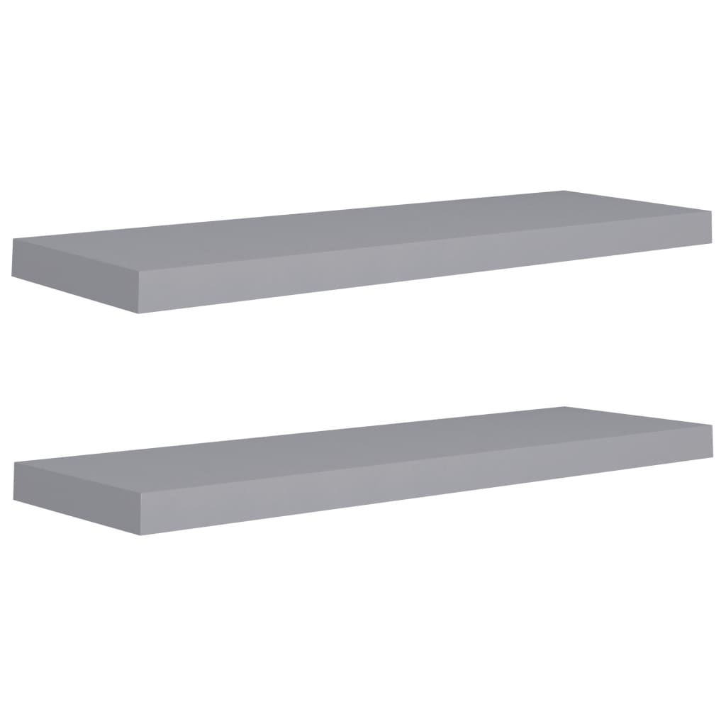 Floating Wall Shelves 2 pcs Grey 80x23.5x3.8 cm MDF