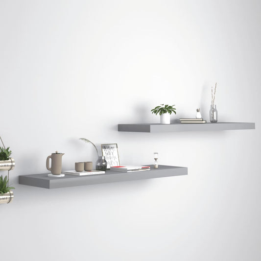 Floating Wall Shelves 2 pcs Grey 90x23.5x3.8 cm MDF