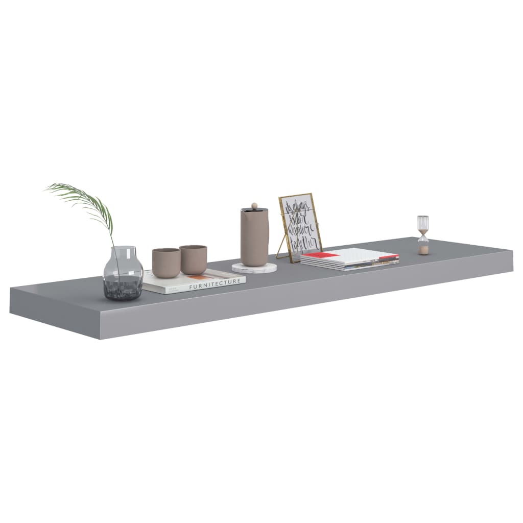 Floating Wall Shelves 4 pcs Grey 90x23.5x3.8 cm MDF