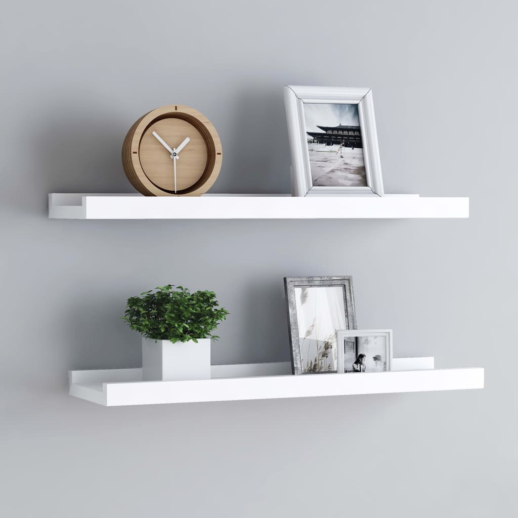 Picture Frame Ledge Shelves 2 pcs White 40x9x3 cm MDF