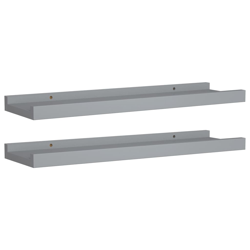 Picture Frame Ledge Shelves 2 pcs Grey 40x9x3 cm MDF