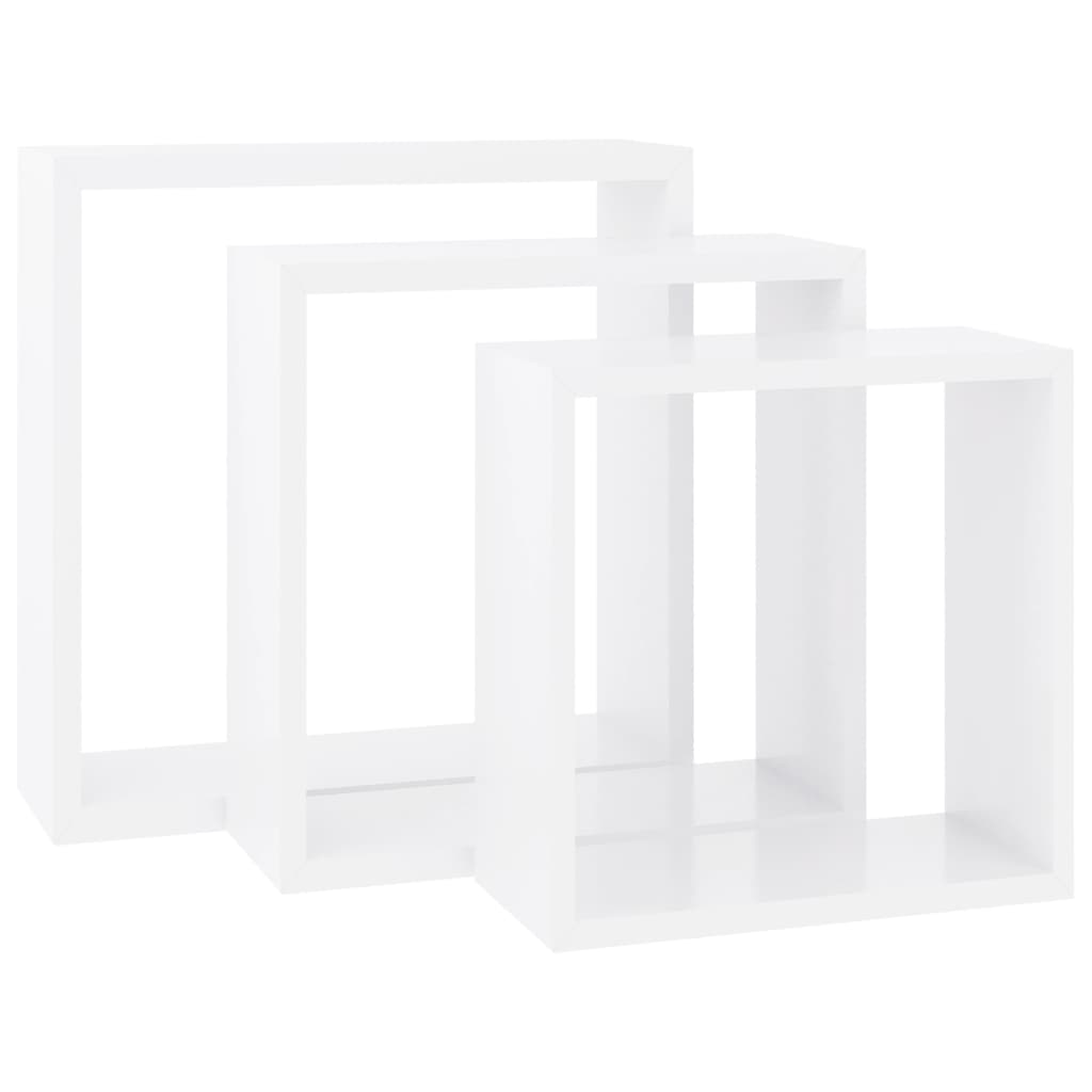 Wall Cube Shelves 3 pcs White MDF