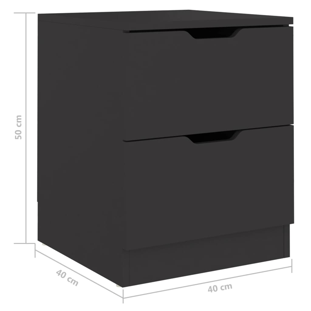 Bedside Cabinet Black 40x40x50 cm Engineered Wood