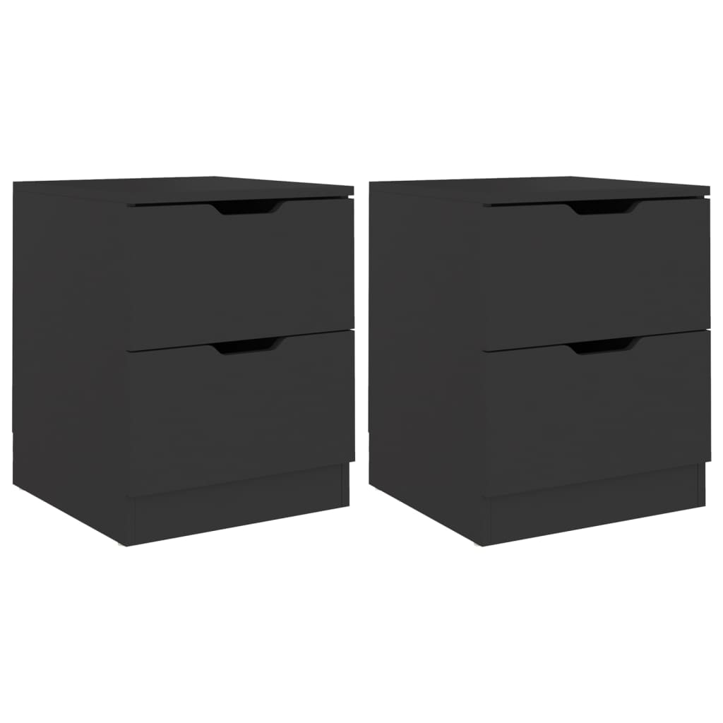 Bedside Cabinets 2 pcs Black 40x40x50 cm Engineered Wood