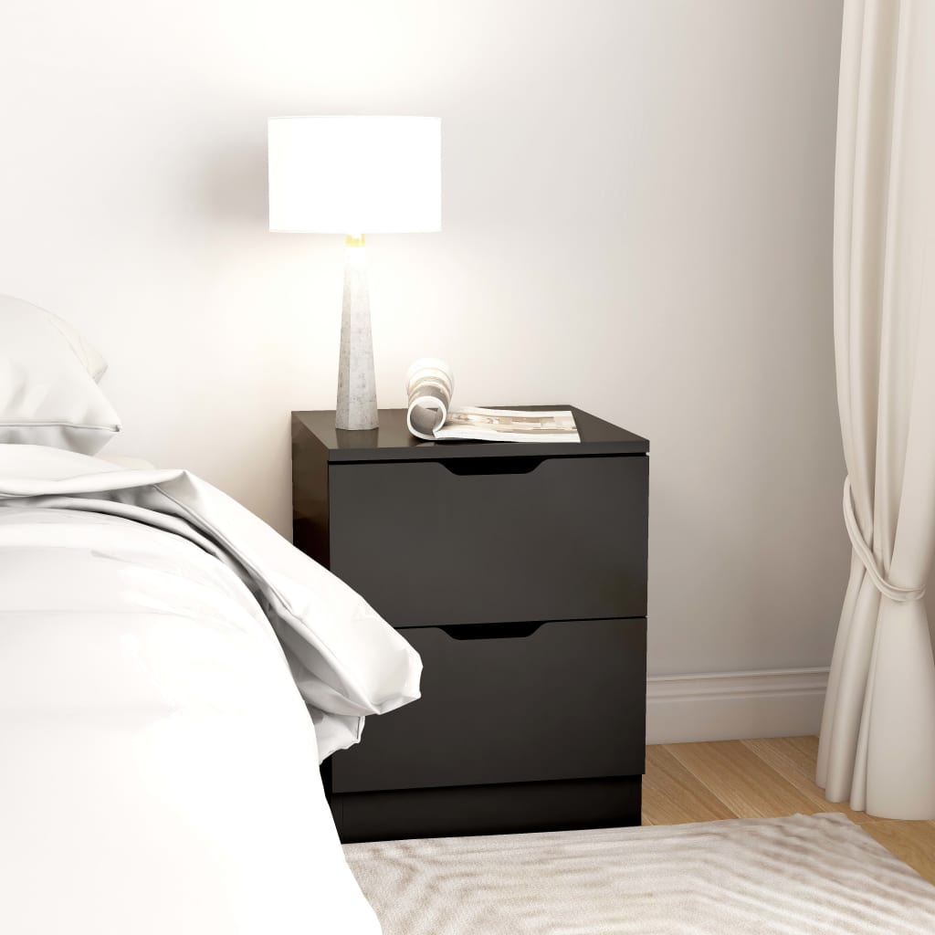 Bedside Cabinets 2 pcs Black 40x40x50 cm Engineered Wood