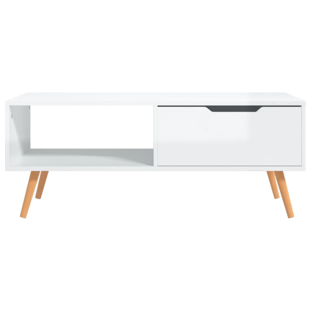 Coffee Table High Gloss White 100x49.5x43 cm Engineered Wood